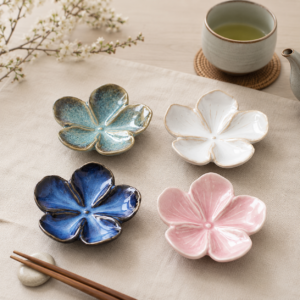 Set de 4 coupelles japonaises en forme de fleur – Sakura & Céladon