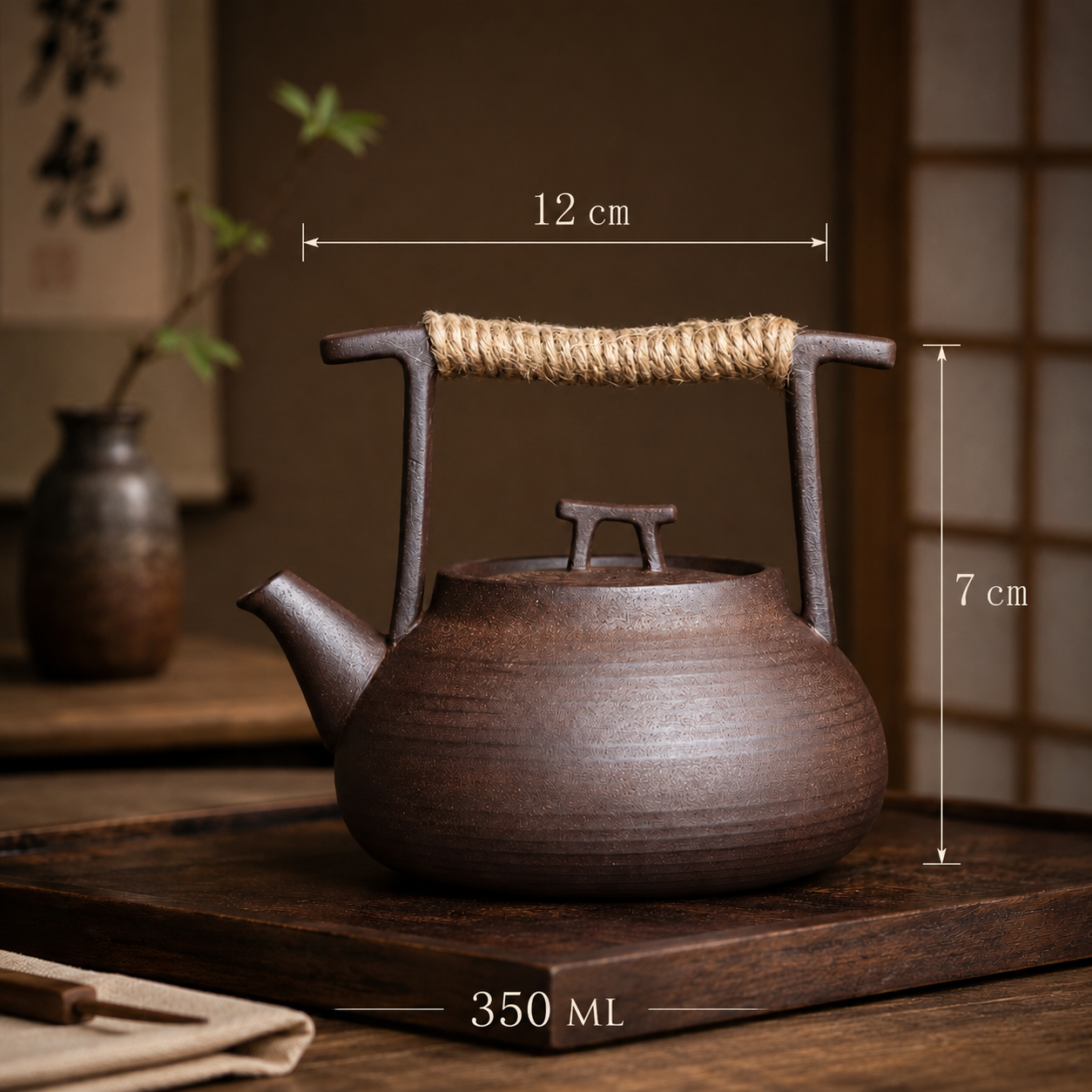 Théière japonaise rétro – Terre Brune 510 ml ou Brun Fumé 350 ml – Image 4