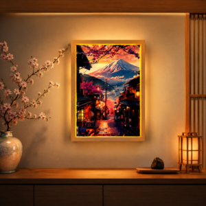 Cadre lumineux LED japonais Fuji – Tableau lumineux A4 ambiance Tokyo