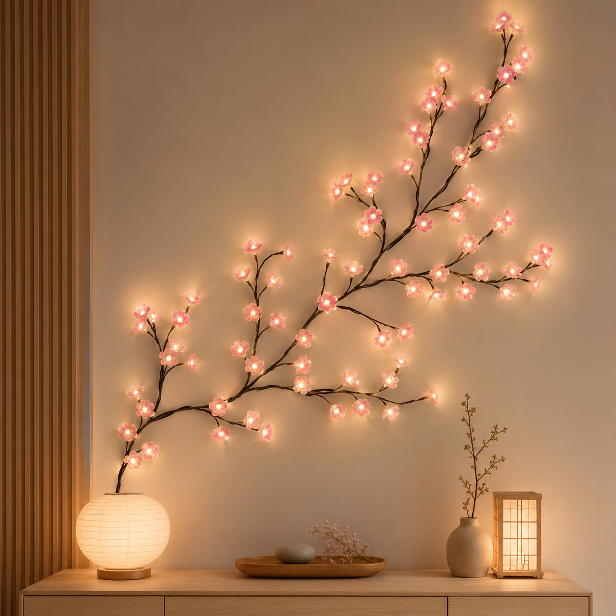 Guirlande lumineuse Sakura 190 cm – Branche décorative 96 LED