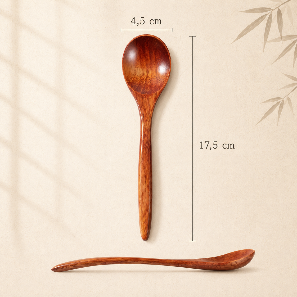 Lot de 6 cuillères japonaises en bois naturel – Soupe, ramen et riz – Image 2