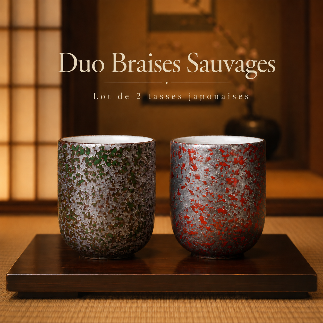Duo Braises Sauvages – Lot de 2 tasses japonaises en céramique – Image 2